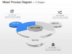 Three staged process flow diagram powerpoint template slide