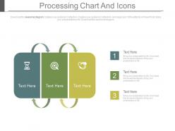 Three staged processing chart and icons flat powerpoint design