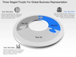 Three Staged Puzzle For Global Business Representation Powerpoint Template Slide