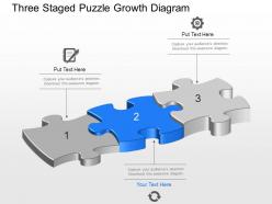Three staged puzzle growth diagram powerpoint template slide