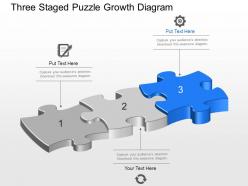 Three staged puzzle growth diagram powerpoint template slide