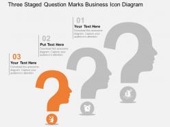 Three staged question marks business icon diagram flat powerpoint design