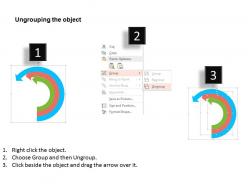 Three staged semicircular arrows flat powerpoint design