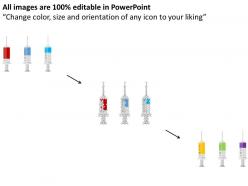Three staged syringe for healthcare flat powerpoint design