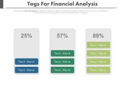 Three staged tags for financial analysis diagram powerpoint slides