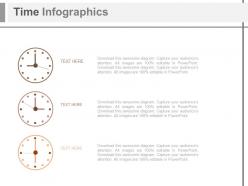Three staged time infographics diagram powerpoint slides