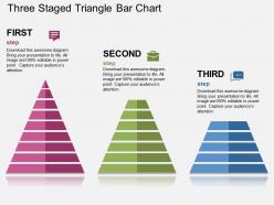 Three Staged Triangle Bar Chart Flat Powerpoint Design