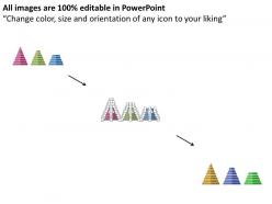 Three staged triangle bar chart flat powerpoint design