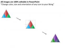 Three staged triangle style with financial icons flat powerpoint design