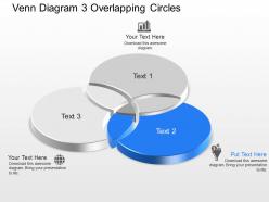 Three staged venn diagram with result analysis powerpoint template slide