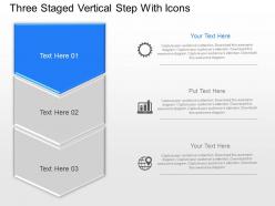 Three staged vertical step with icons powerpoint template slide