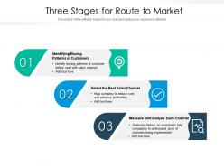 Three stages for route to market