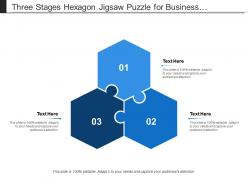Three stages hexagon jigsaw puzzle for business presentation