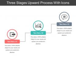 Three stages upward process with icons