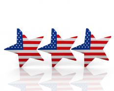 Three stars with flag of america stock photo