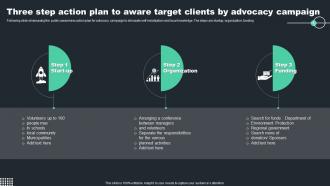Three Step Action Plan To Aware Target Clients By Advocacy Campaign