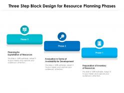 Three step block design for resource planning phases