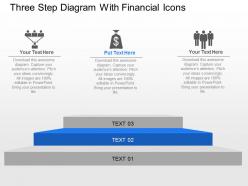 Three step diagram with financial icons powerpoint template slide