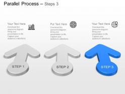Three step parallel process diagram powerpoint template slide