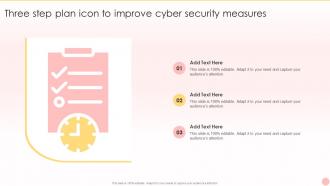 Three Step Plan Icon To Improve Cyber Security Measures