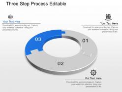 Three step process editable powerpoint template slide