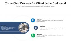 Three step process for client issue redressal infographic template