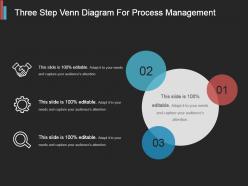 Three step venn diagram for process management ppt slide styles