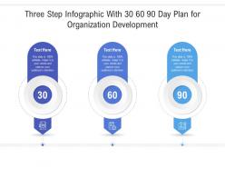 Three step with 30 60 90 day plan for organization development infographic template