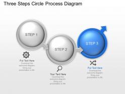Three steps circle process diagram powerpoint template slide