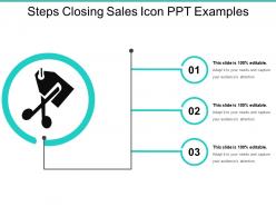 Three steps closing sales icons