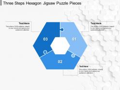 Three steps hexagon jigsaw puzzle pieces