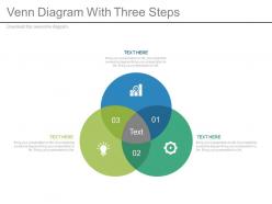 Three steps of venn diagram for business process powerpoint slides
