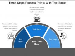 Three steps process points with text boxes