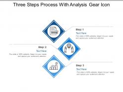 Three steps process with analysis gear icon