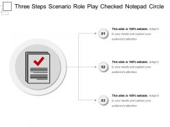 Three steps scenario role play checked notepad circle
