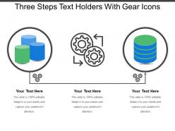 Three steps text holders with gear icons
