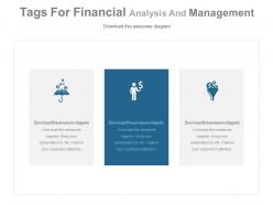 Three tags for financial analysis and management powerpoint slides