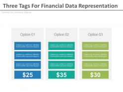 Three tags for financial data representation powerpoint slides