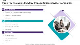 Three Technologies Used By Transportation Service Companies
