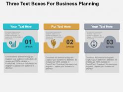Three text boxes for business planning flat powerpoint design
