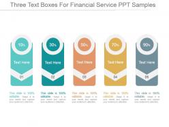 Three text boxes for financial service ppt samples