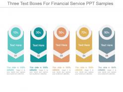 Three text boxes for financial service ppt samples