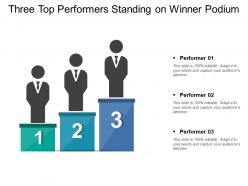 Three top performers standing on winner podium