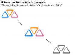 Three triangles with global sales management and growth flat powerpoint design