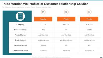 Three Vendor Mini Profiles Of Customer Relationship Solution Crm Digital Transformation Toolkit