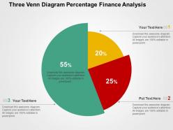 Three venn diagram percentage finance analysis flat powerpoint design