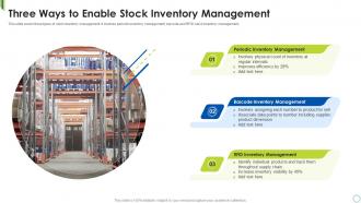 Three Ways To Enable Stock Inventory Management