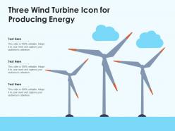 Three wind turbine icon for producing energy