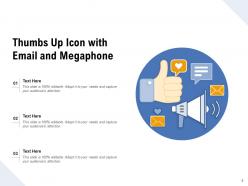 Thumbs up icon circle bulb coin megaphone shield icon paper