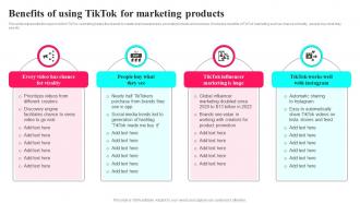Tiktok Marketing Tactics To Provide Benefits Of Using Tiktok For Marketing Products MKT SS V